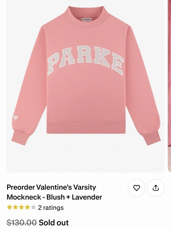 PARKE Valentines Mockneck in Blush Size L/XL - Picture 3 of 5